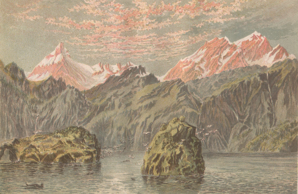 The Raftsund, Lofoten islands, Norway 1867 old antique vintage print picture